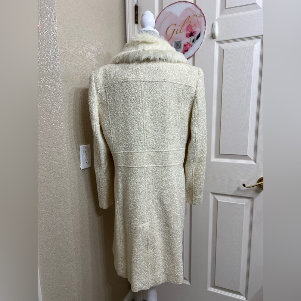 Marvin Richards Cream Teddy Jacket with Removable Faux Fur Collar - Picture 4 of 11